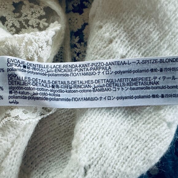 Zara Ivory Lace NWOT Knitted Sweater Long Sleeve Bohemian Size M - Picture 8 of 9